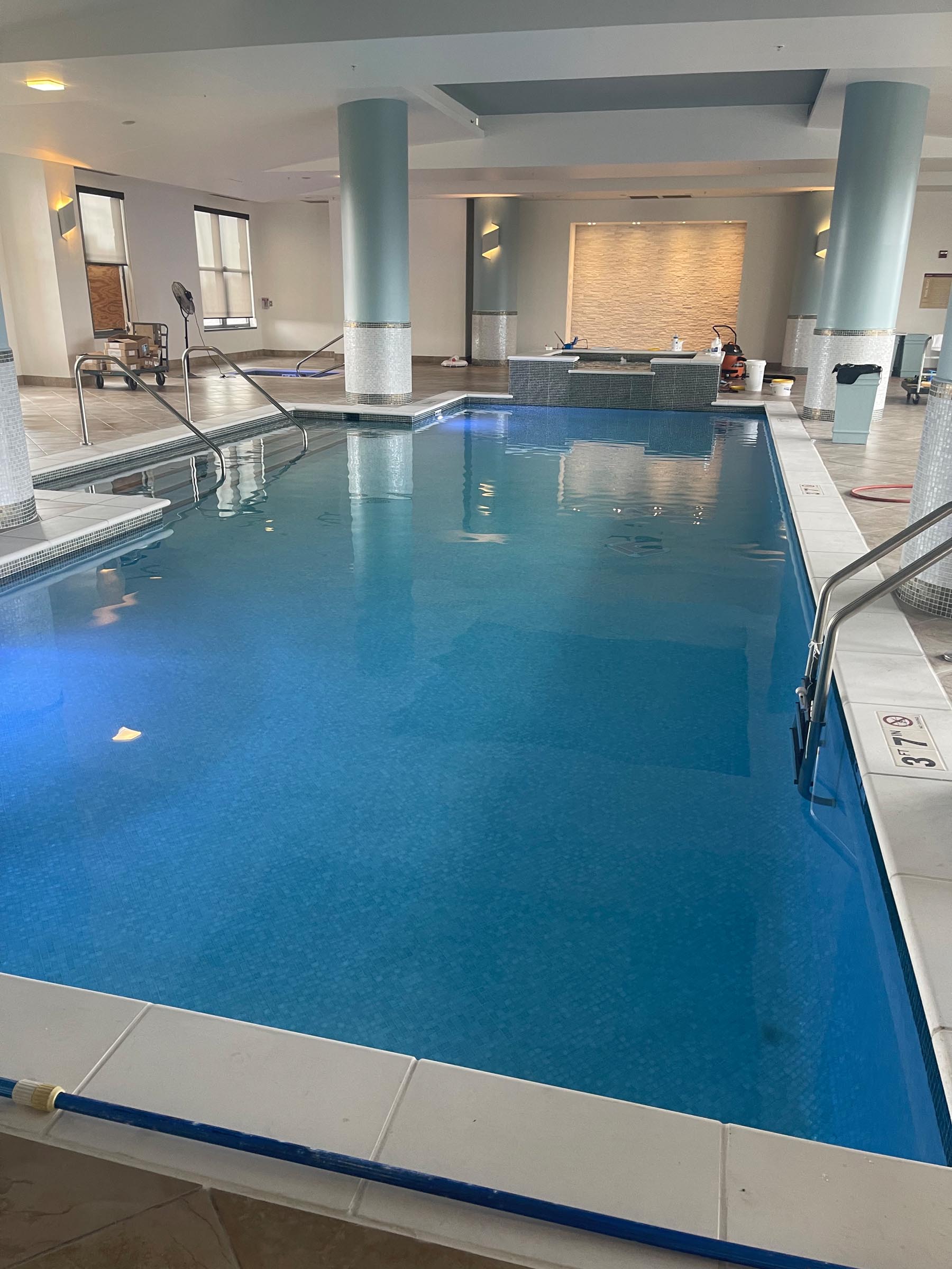 AFTER Lancaster Marriott’s indoor pool with glass mosaic tile