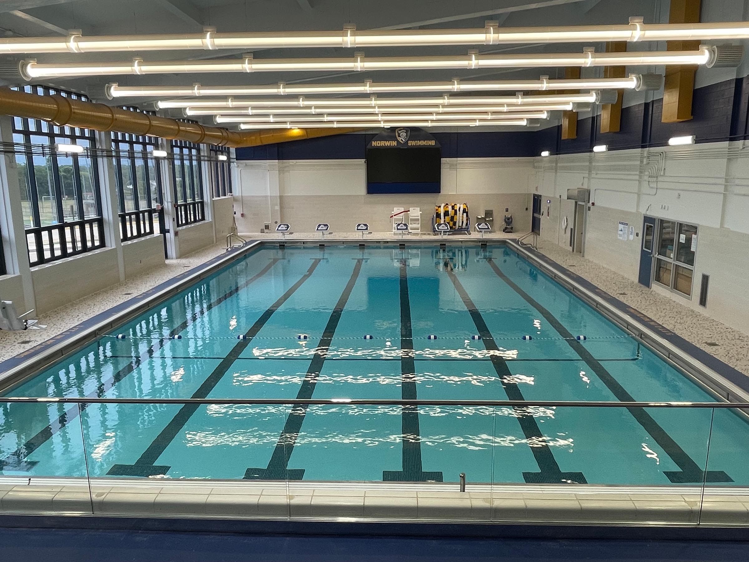 AFTER Completely renovated high school competition pool in Irwin, PA, designed by Wallover Architects